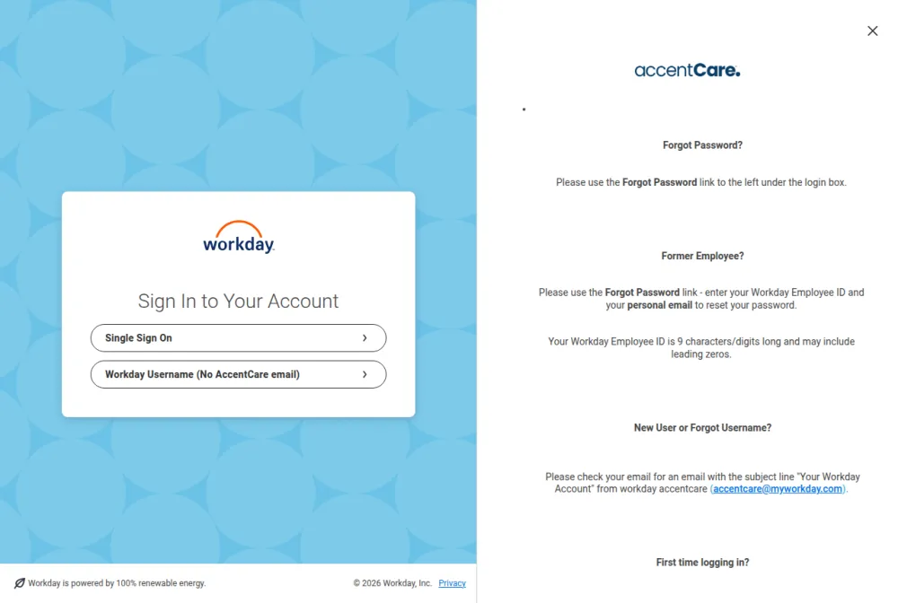 Accentcare employee login portal screenshot