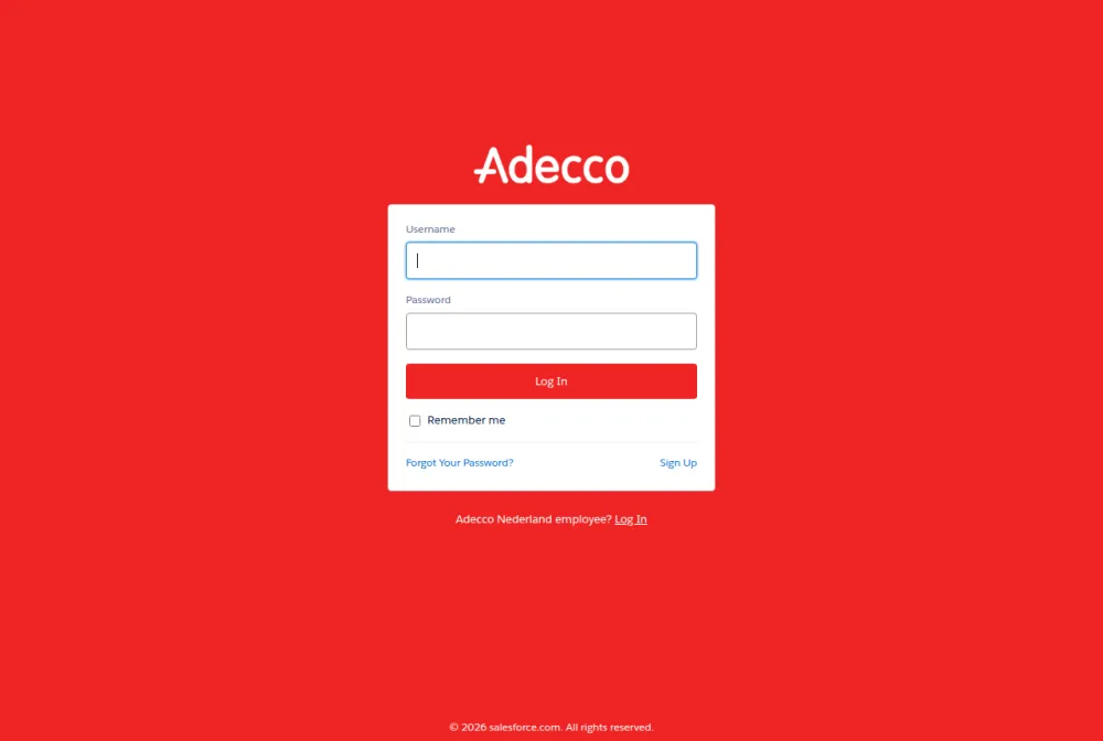 Adeccostaffing employee login portal screenshot