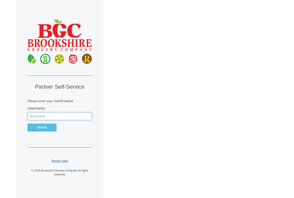 Brookshire Grocery employee login portal screenshot
