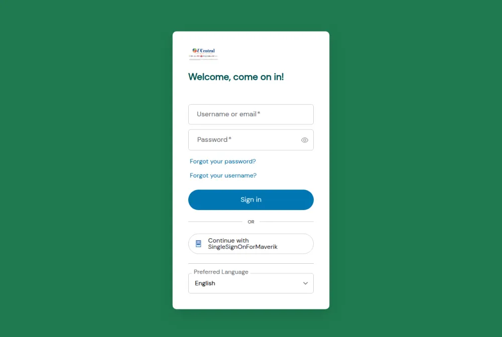 Ucentral Maverik employee login portal screenshot